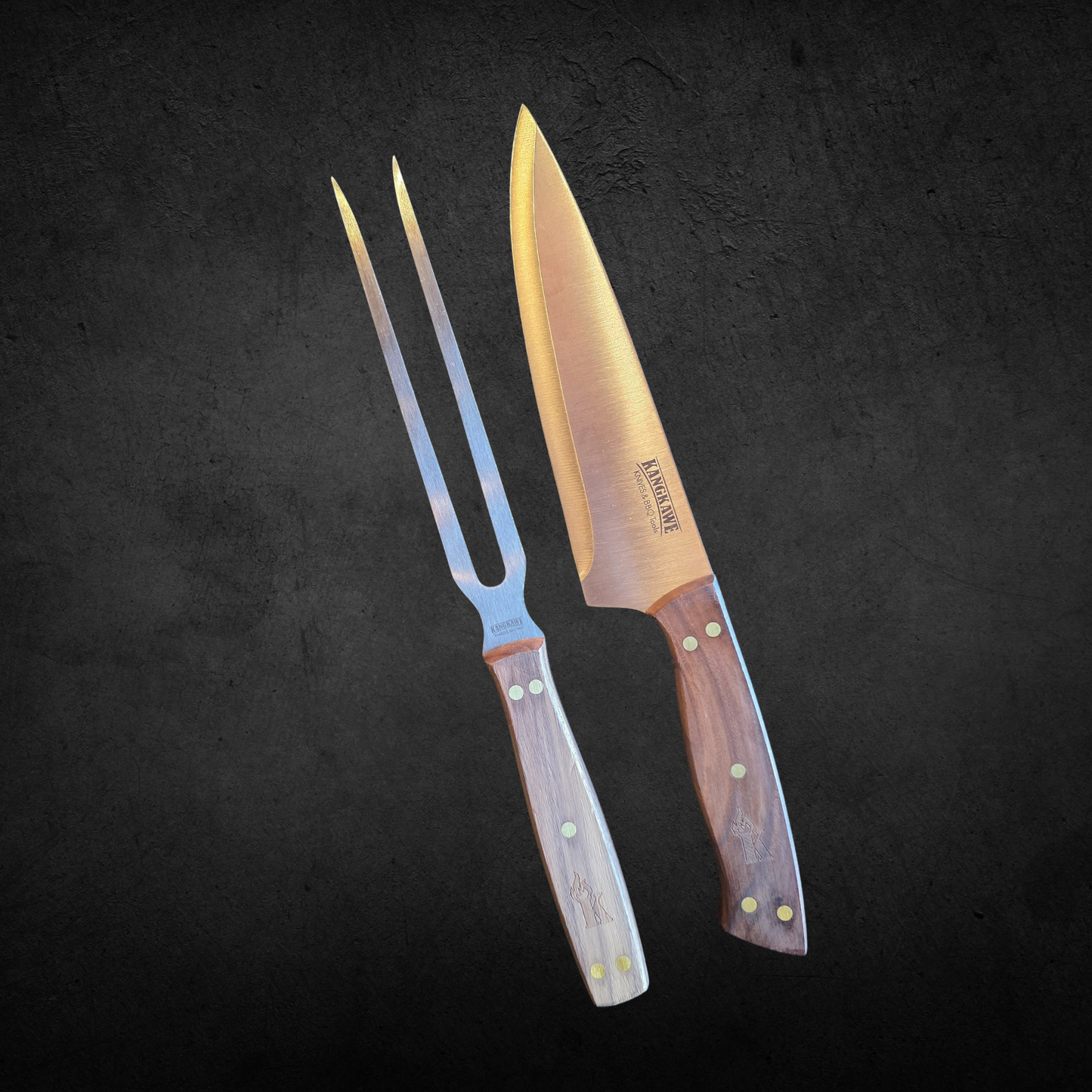 Estuche Tenedor + Cuchillo Parrillero + Funda Cuero - Kangkawe