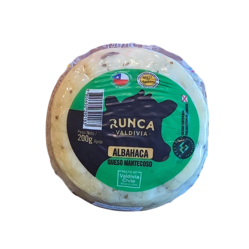 Queso Mantecoso Albahaca 200g - Runca Valvidiva