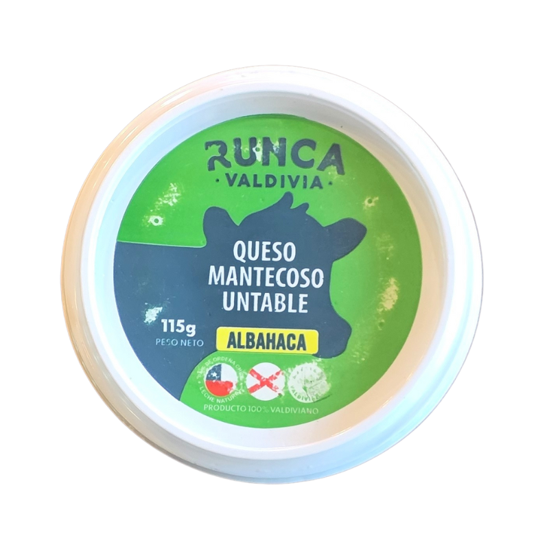 Queso Mantecoso Untable Albahaca 115g - Runca Valdivia