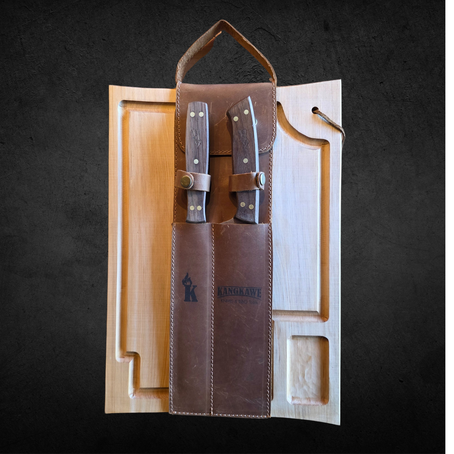 Estuche Cuchillo Tenedor + Tabla Parrillera - Kangkawe