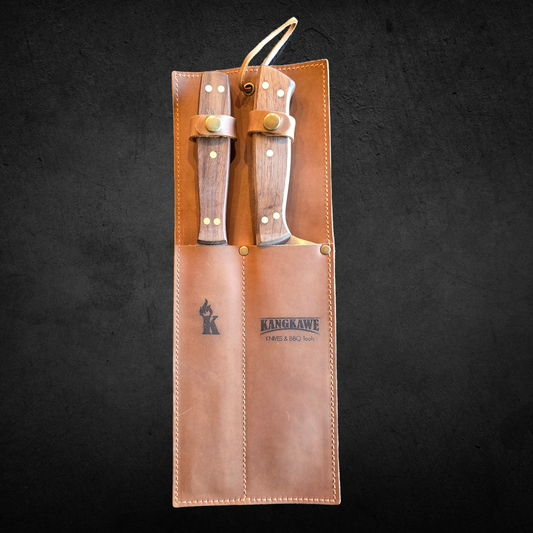 Estuche Tenedor + Cuchillo Parrillero + Funda Cuero - Kangkawe